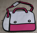 2-d väska, Cartoon bag, rosa/vit